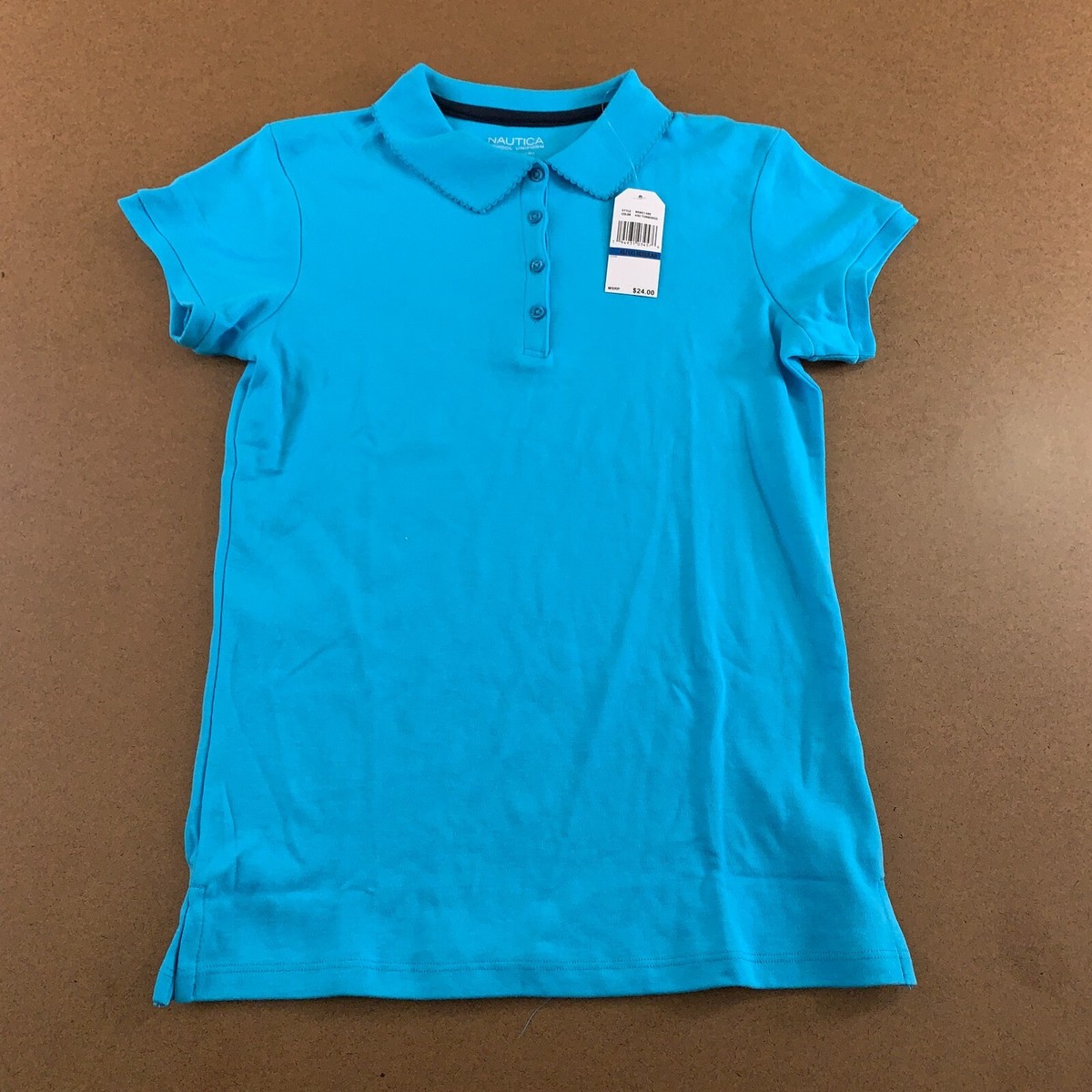 Nautica Girls Size XL (16) Blue Short Sleeve Uniform Polo Shirt
