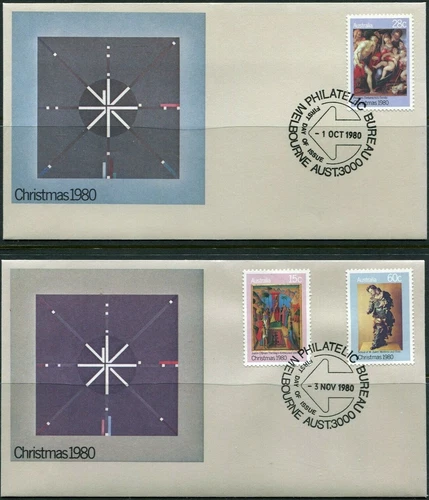 1980 Australia Christmas Issue Set Of 2 First Day Covers, Very Good Condition