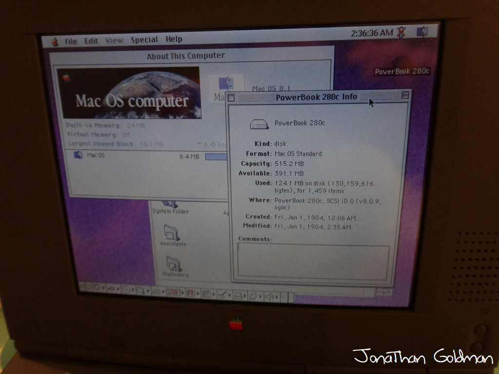 Apple Macintosh PowerBook Duo 280c PowerPC 100Mhz 28MB RAM 1GB HD