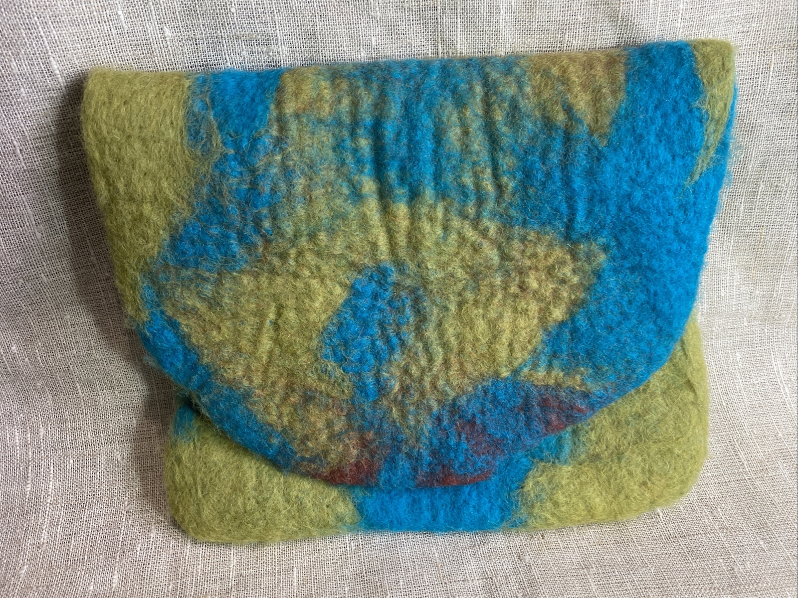 Bolso sin asas azul mujer arco iris amarillo bolso lana fieltro turquesa lima...