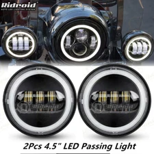 2x 4.5 Inch Halo LED Fog Passing Lights Fog Spot Lamp for Harley Davidson 4-1/2"