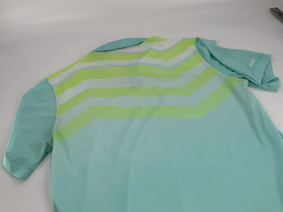 Ping Modern Fit Golf Polo Shirt L Men Light Blue Neon Poly LNWOT YGI L2-311 - Image 4 of 4