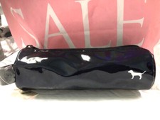 Victoria's Secret Cosmetic Bag Makeup Pencil Case Glossy Black NWT