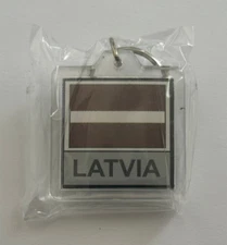 Latvia Key Chain Country Flag Plastic 2 Sided Key Ring