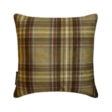 Green Winter Plaid Throw Pillow Cover Holiday Velvet Pillowcase-Plaidscape Olive