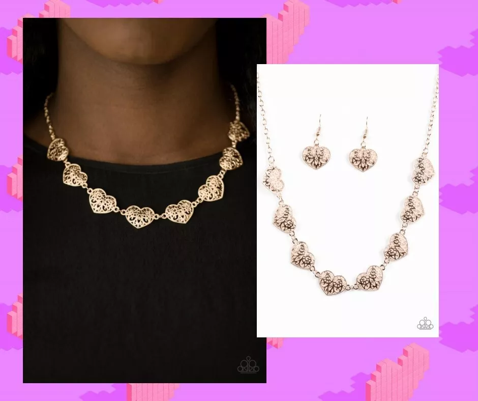Rose gold heart shop necklace paparazzi