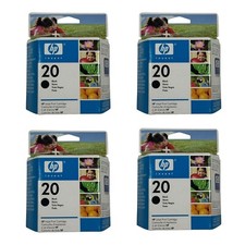 New Lot Of 4 Genuine HP 20 Black Ink Cartridge C6614D, Deskjet 610 EXP 03/2008