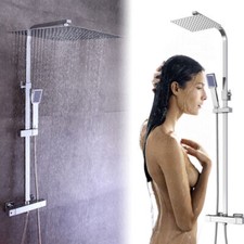 Duschsystem mit Thermostat Duscharmatur Regendusche Duschset Handbrause 30cm