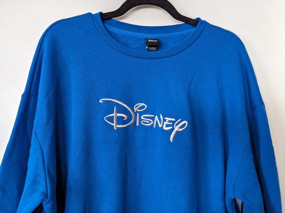 Suéter WALT DISNEY Vellón Bordado Logo Unisex Talla XL Manga Larga Azul Años 90 Foto 2 de 4
