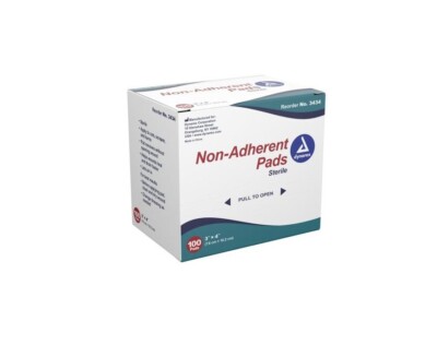 100 Pack Non-Adherent Pads Sterile Wound Dressing Pad 3x4 Non-Stick First Aid