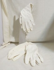 Vintage Pairs White Dress Gloves Embroidered Eyelet Stretch Nylon Gloves Lace