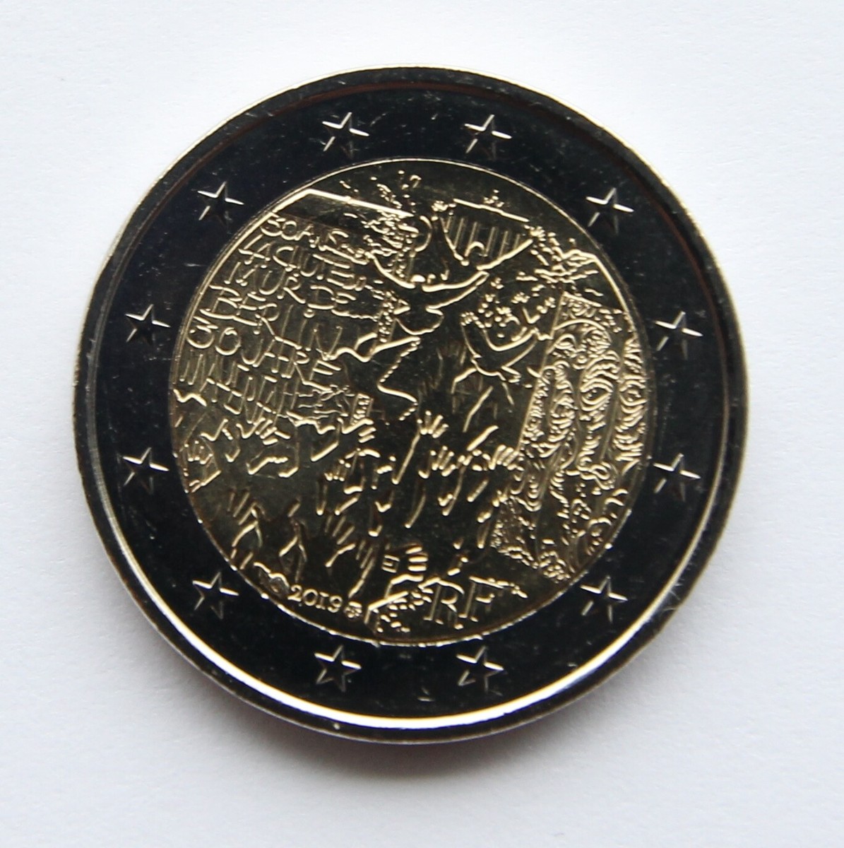 FRANCE -2 € euro commemorative coin 2019 Fall of Berlin Wall