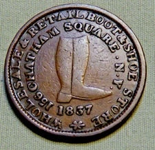 Rare 1837 Pre Civil War U.S. Hard Times Token - P  B & S Deveau's Boots -Lot 217