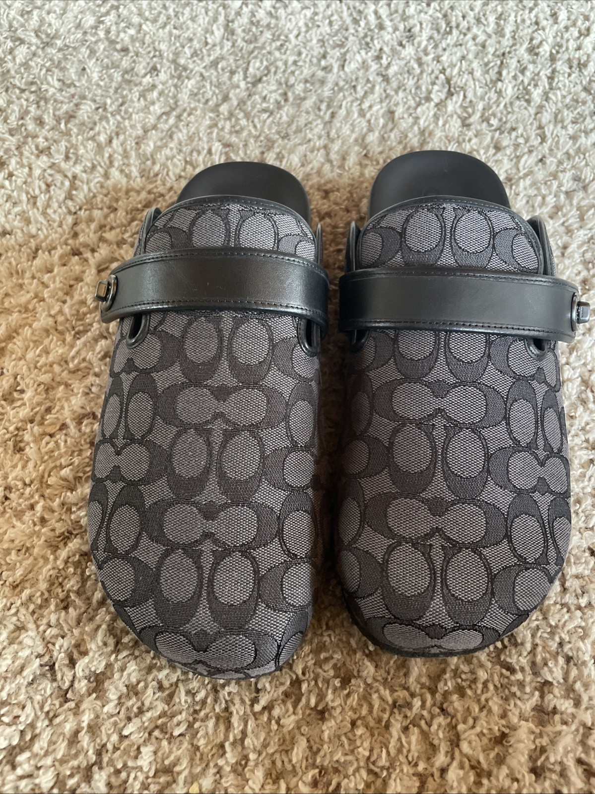 Coach Mens Signature Logo Clogs Jacquard Comfort Slip-On Round Toe Size 13D New