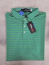 Polo Ralph Lauren Performance Golf Green Striped Polo Shirt Men's Size XL New