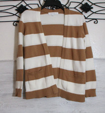 Verve Ami Cardigan Sweater Size M Long Sleeve V Neck Tan Striped