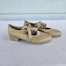 Bloch Annie Tyette Synthetic Leather Tap Shoes Women SZ 4.5 M Tan Dance
