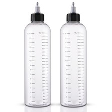 2 Pack 16.9oz Refillable Plastic Applicator Bottle for Hair Squeeze Bottle