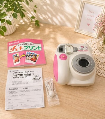 Rare FUJIFILM Instax Mini 7 Hello Kitty Instant Camera Pink White Japan Sanr
