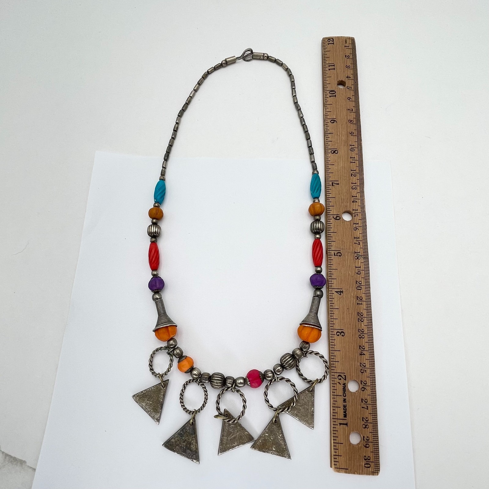 Boho Beaded Statement Bib Necklace Multicolor Res… - image 11