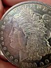1896 Morgan Silver Dollar AU proof like and natural light rainbow toning!