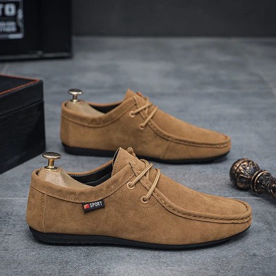Male Suede Work Walking Sneakers Slip on  Platform British Business Dress Shoes
