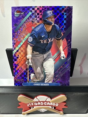 Corey Seager 2025 Topps Finest #232 Purple Checkerboard Refractor Rate /75