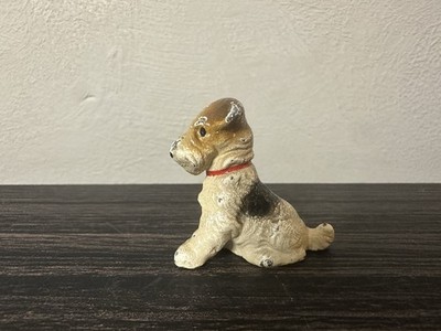 Antique Original Hubley Cast Iron Wire Hair Terrier Toy Figure 1.5  1930-40s