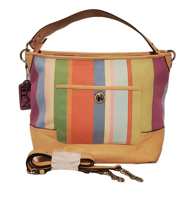VTG Coach  Hamilton Weekend Stripe Carly Shoulder Bag Multicolor M1176-19389