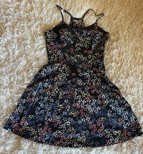 Banana Republic Dress Sz 6 NavyFloral Print StringHalter A Line Short Whimsy