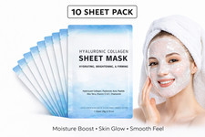 10 Pack Collagen Sheet Masks Hyaluronic Acid Vitamin C Peptide Skincare