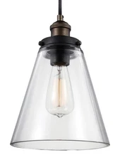 Feiss Baskin 1 Light 9 inch Pendant, Painted Aged Brass, P1347PAGB/DWZ