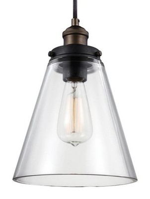 Feiss Baskin 1 Light 9 inch Pendant, Painted Aged Brass, P1347PAGB/DWZ