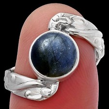 Blue Labradorite - Madagascar 925 Sterling Silver Ring s.7.5 Jewelry R-1232
