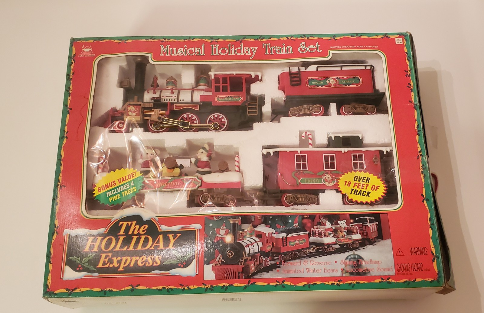 1995 New Bright Holiday Express Train Set Musical Animated 22 Pc