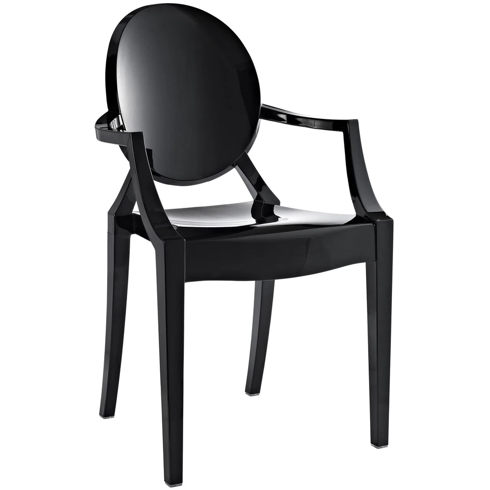 Modway Transparent Modern Crystal Dining Accent Armchair in Black - Image 2 of 4