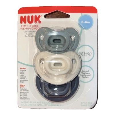 NUK Comfy Silicone Pacifier 3 Pack 0-6 Months Blue Navy New