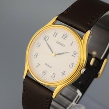 SEIKO DOLCE 8J41-6100 Watch Dress Quartz Men's Cream Dial Gold Plated From Japan