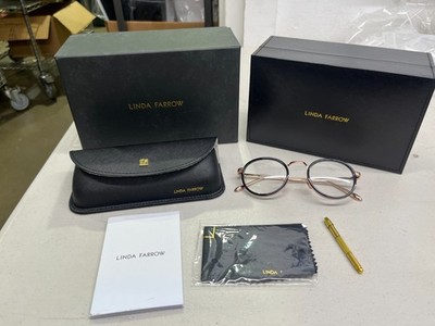 Linda Farrow LFL182 Oval Eyeglasses in Rose Gold / Black