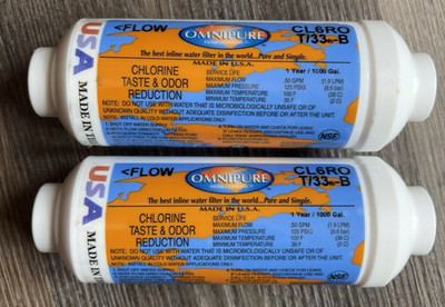 Omnipure CL6ST/28-B Carbon filter for Chlorine and Taste 6''x 2'' for 1/4'' FPT 2pk