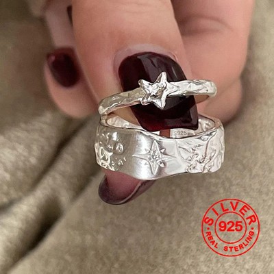 Star Ring Irregular Handmade S925 Sterling Silver Geometric Vintage Jewelry
