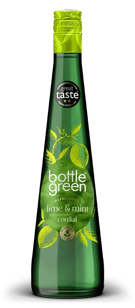 Bottlegreen Lime and Mint Cordial 500ml, Limes Infused with Crushed Mint Leaves