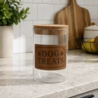 Dog Treat Jar 600ml Glass Storage Jar Cork Lid Pet Treats
