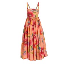 Farm Rio Floral Sea Midi Dress Colorful Tropical Open Back Medium
