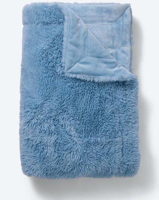 Edelzeit Eisbärfell- Optik Wendedecke Wohndecke XXL 170 x 220 cm  Blau