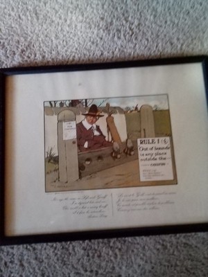 Vintage GOLF. Charles Crombie. RULE I(g)''Out of bounds'' Framed Print 