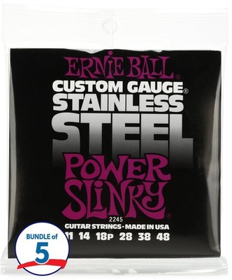 Ernie Ball 2245 Power Slinky Stainless Steel Wound Electric Guitar Strings -
