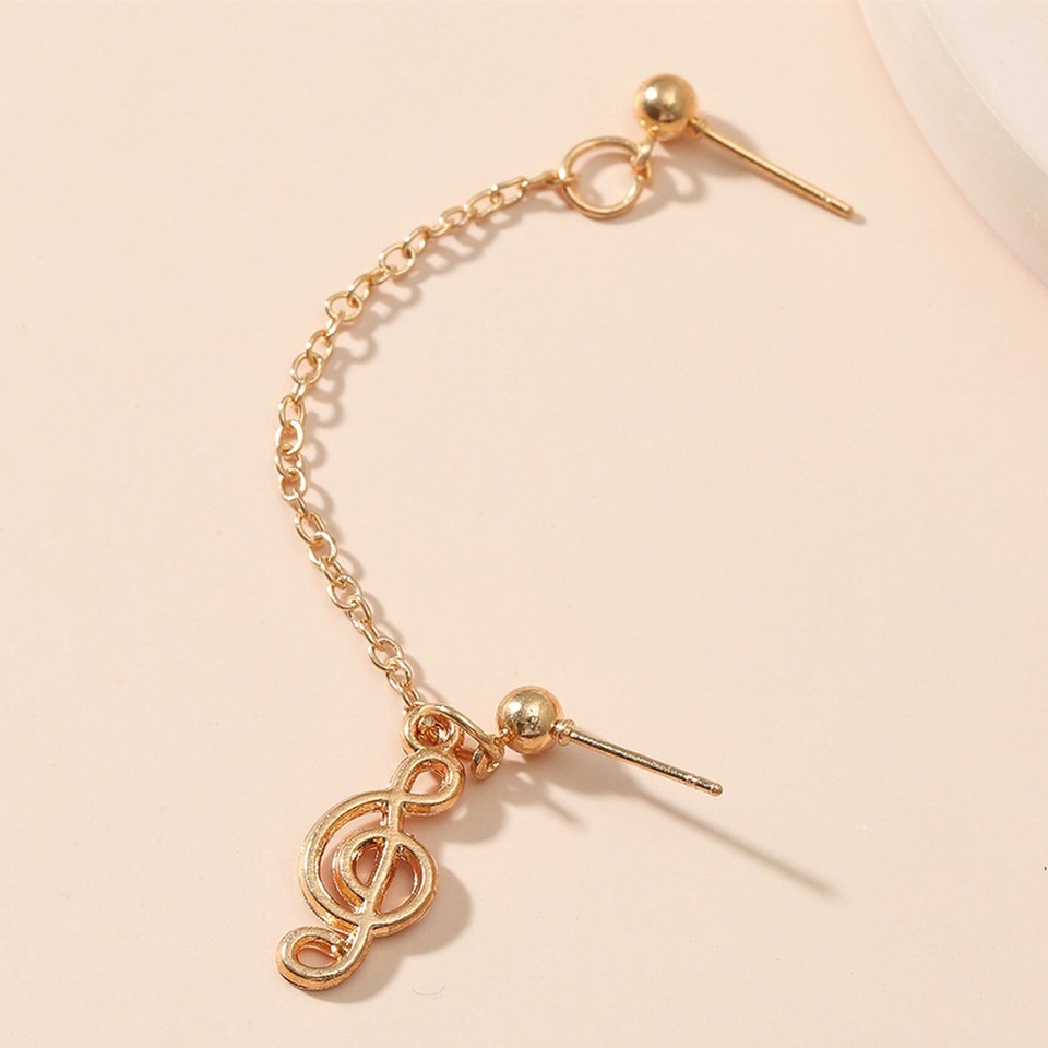 Notes Earrings Chic Golden Alloy Earrings Music Note Chain for Women Lightweight Ear ...