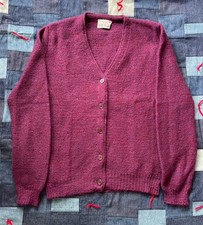 Vintage 50s 60s Mohair Cardigan Purple Maroon Size Small Button Up Rockabilly