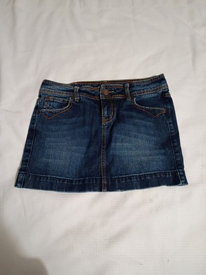 SO Wear It Declare It Blue Distressed Button Closure Denim Skirt Size 3